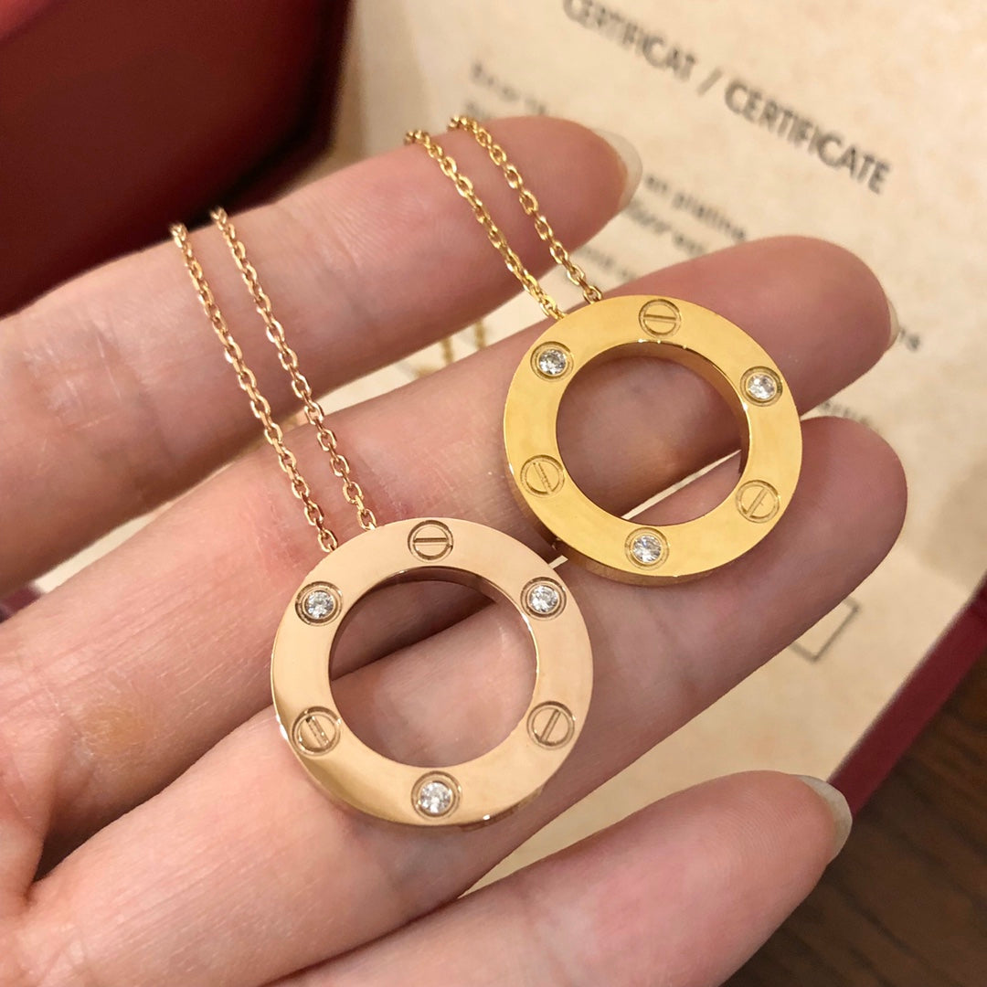 [GALE]LOVE NECKLACE 16MM 3 DIAMONDS