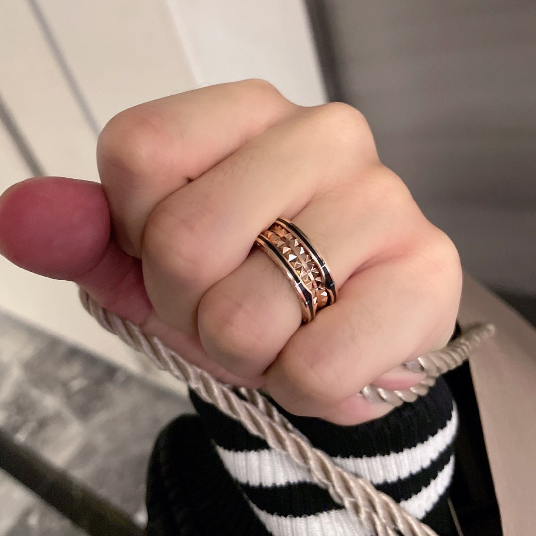 [GALE]ZERO 1 PINK GOLD BLACK CERAMIC RING