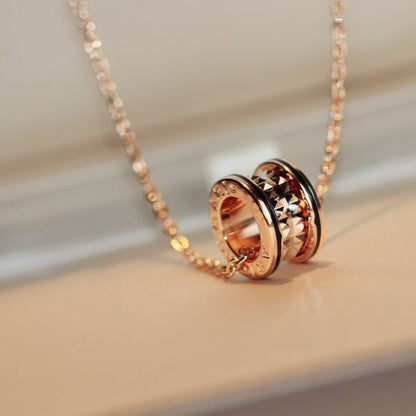 [GALE]ZERO 1 ROCK PEDANT PINK GOLD BLACK NECKLACE