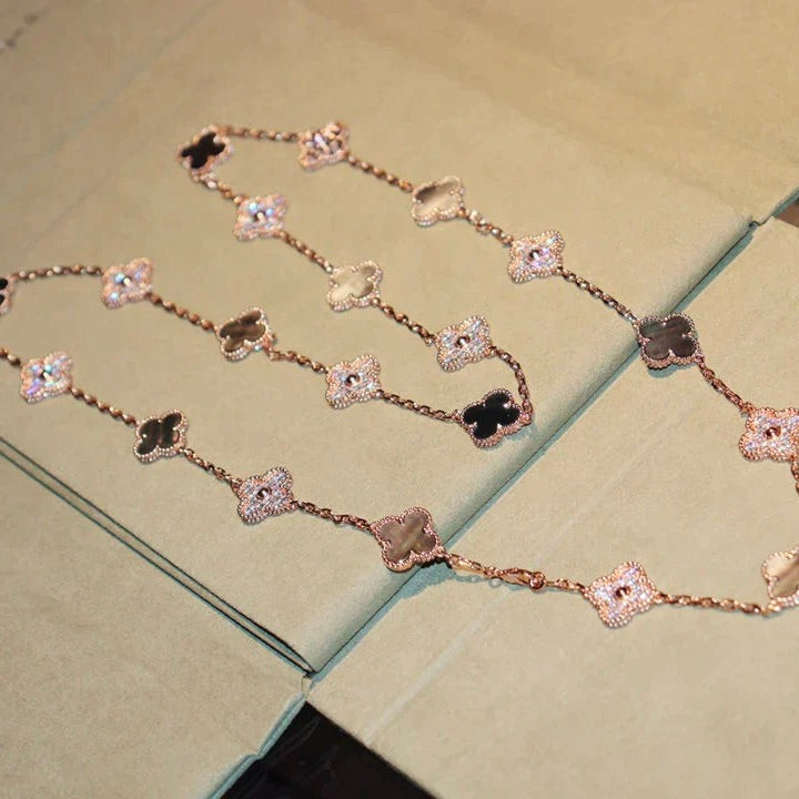 [GALE]CLOVER 20 MOTIFS DARK MOP DIAMOND  NECKLACE