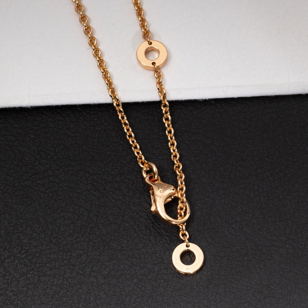 [GALE]ZERO 1 WHITE CERAMIC PINK GOLD DIAMOND NECKLACE