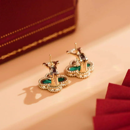 [GALE]CLOVER MEDIUM 1 MOTIFS MALACHITE  EARRINGS