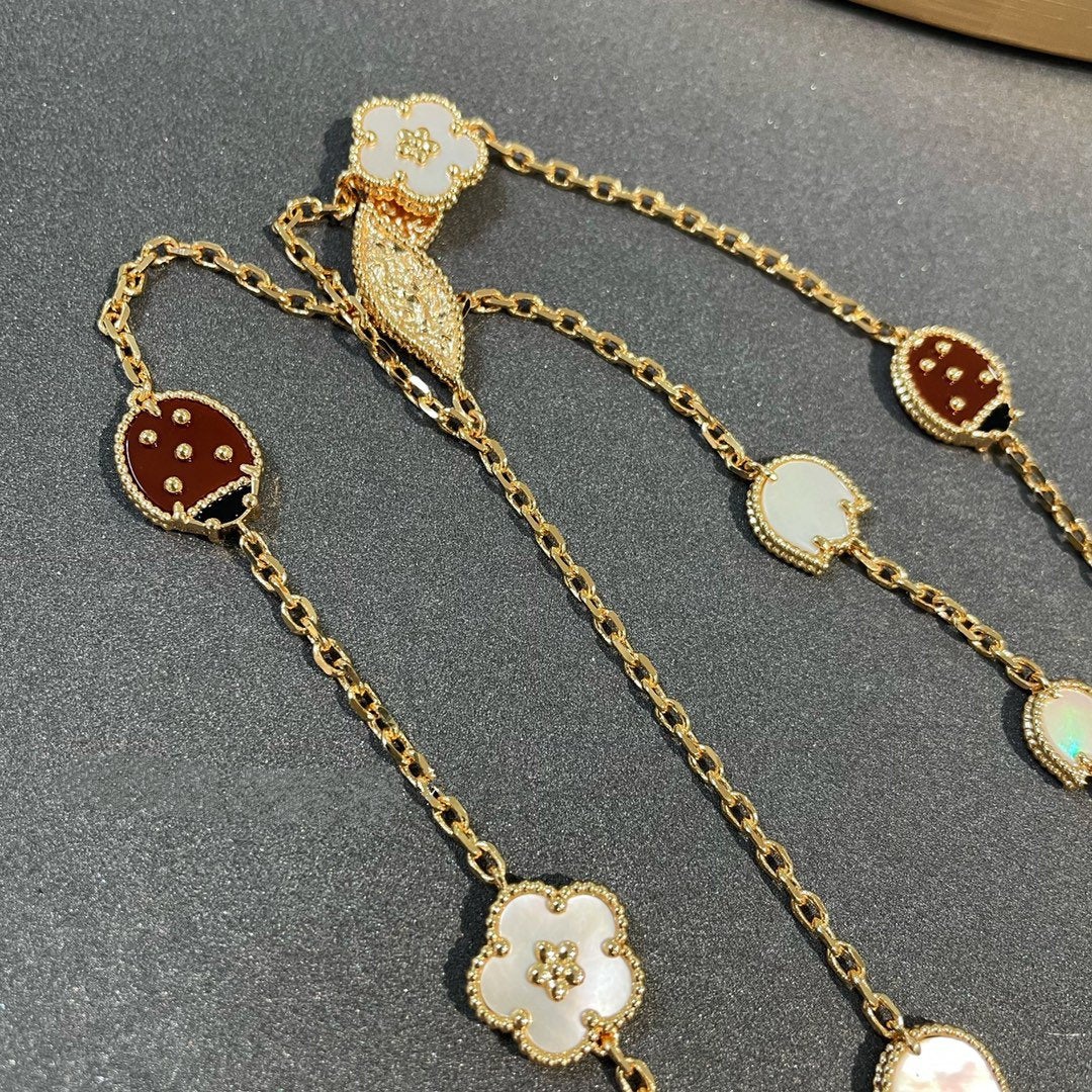 [GALE]LUCKY SPRING 15 MOTIFS GOLD NECKLACE