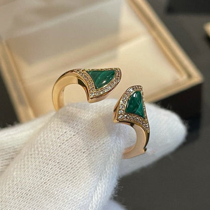 [GALE]DREAM MALACHITE DIAMOND OPEN RING