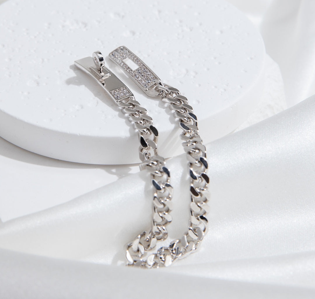 [GALE]KELLY CHAIN SILVER DIAMOND BRACELET