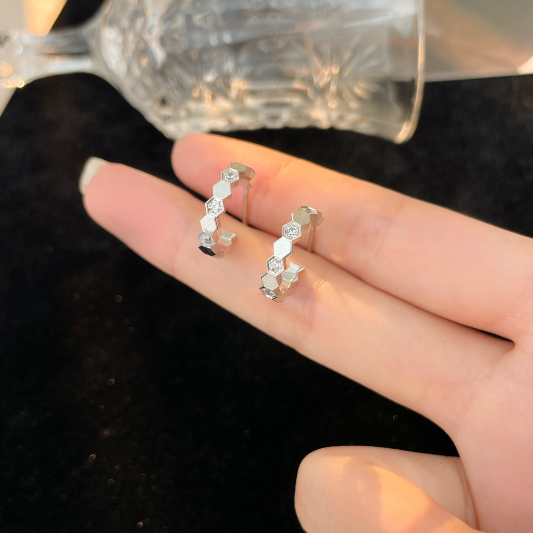 [GALE]BEE LOVE DIAMOND HOOP EARRINGS