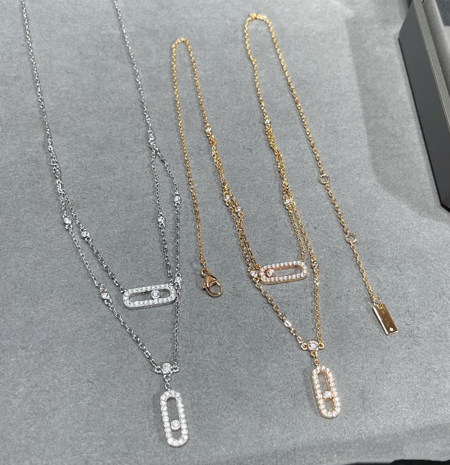 [GALE]MOVE 2 ROW DIAMOND NECKLACE