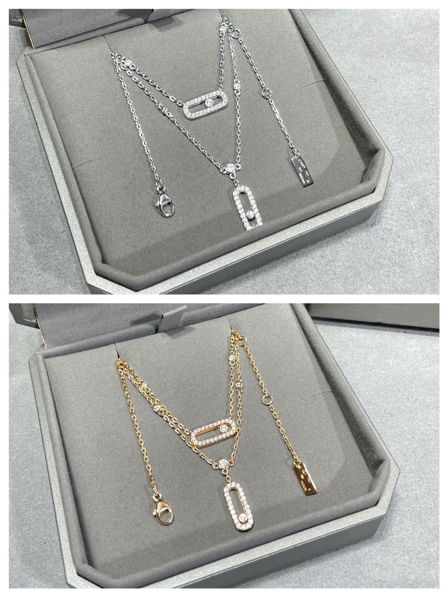 [GALE]MOVE 2 ROW DIAMOND NECKLACE
