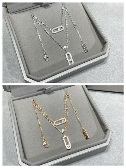 [GALE]MOVE 2 ROW DIAMOND NECKLACE