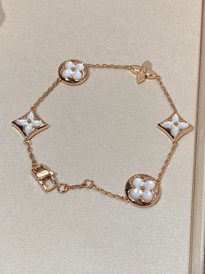 [GALE]STAR AND SUN 5 MOTIF MOP PINK GOLD BRACELET