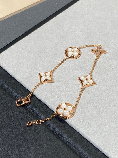 [GALE]STAR AND SUN 5 MOTIF MOP PINK GOLD BRACELET