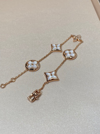 [GALE]STAR AND SUN 5 MOTIF MOP PINK GOLD BRACELET