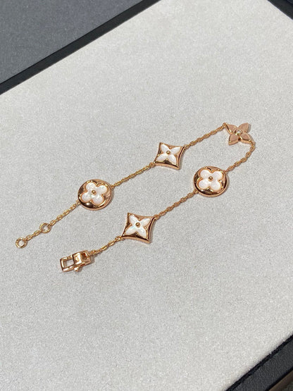 [GALE]STAR AND SUN 5 MOTIF MOP PINK GOLD BRACELET