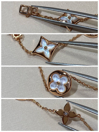 [GALE]STAR AND SUN 5 MOTIF MOP PINK GOLD BRACELET