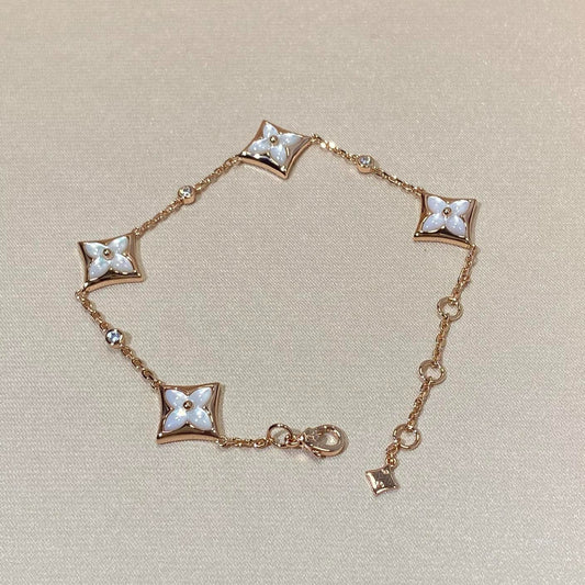 [GALE]STAR 4 MOTIF MOP DIAMOND PINK GOLD BRACELET