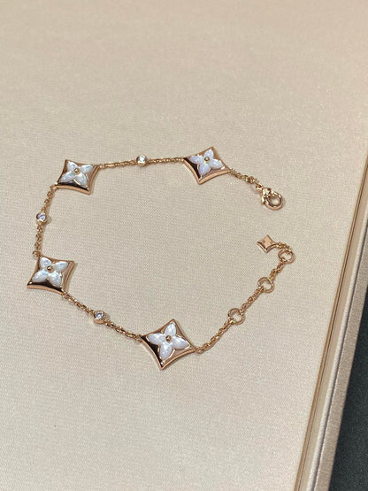 [GALE]STAR 4 MOTIF MOP DIAMOND PINK GOLD BRACELET