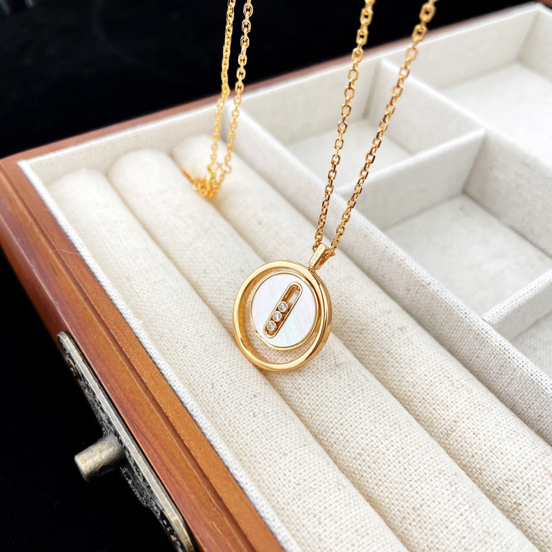 [GALE]LUCKY MOVE MOP PINK GOLD NECKLACE