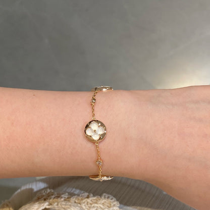 [GALE]STAR AND SUN 4 MOTIF WHITE MOP PINK GOLD BRACELET