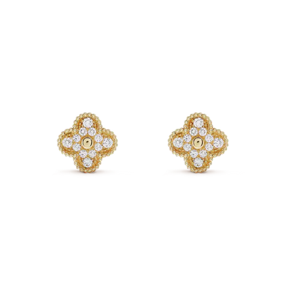 [GALE]CLOVER MEDIUM 1 MOTIFS FUll DIAMOND EARRINGS