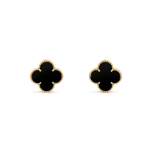 [GALE]CLOVER MEDIUM 1 MOTIFS  ONYX STUD EARRINGS