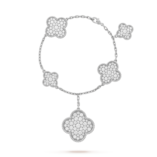 [GALE]CLOVER 6 MOTIFS SILVER DIAMOND BRACELET