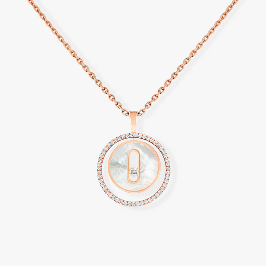 [GALE]LUCKY MOVE 1 DIAMOND WHITE MOTHER OF PEARL PINK GOLD DIAMOND NECKLACE
