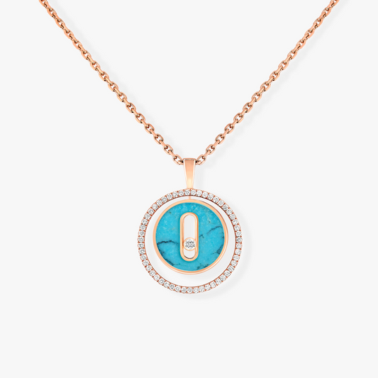 [GALE]LUCKY MOVE 1 DIAMOND TURQUOISE PINK GOLD DIAMOND NECKLACE
