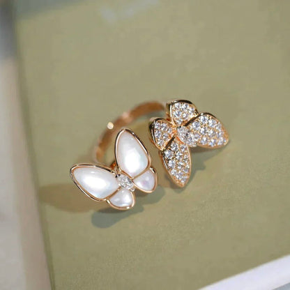 [GALE]TWIN BUTTERFLY DIAMOND MOP RING