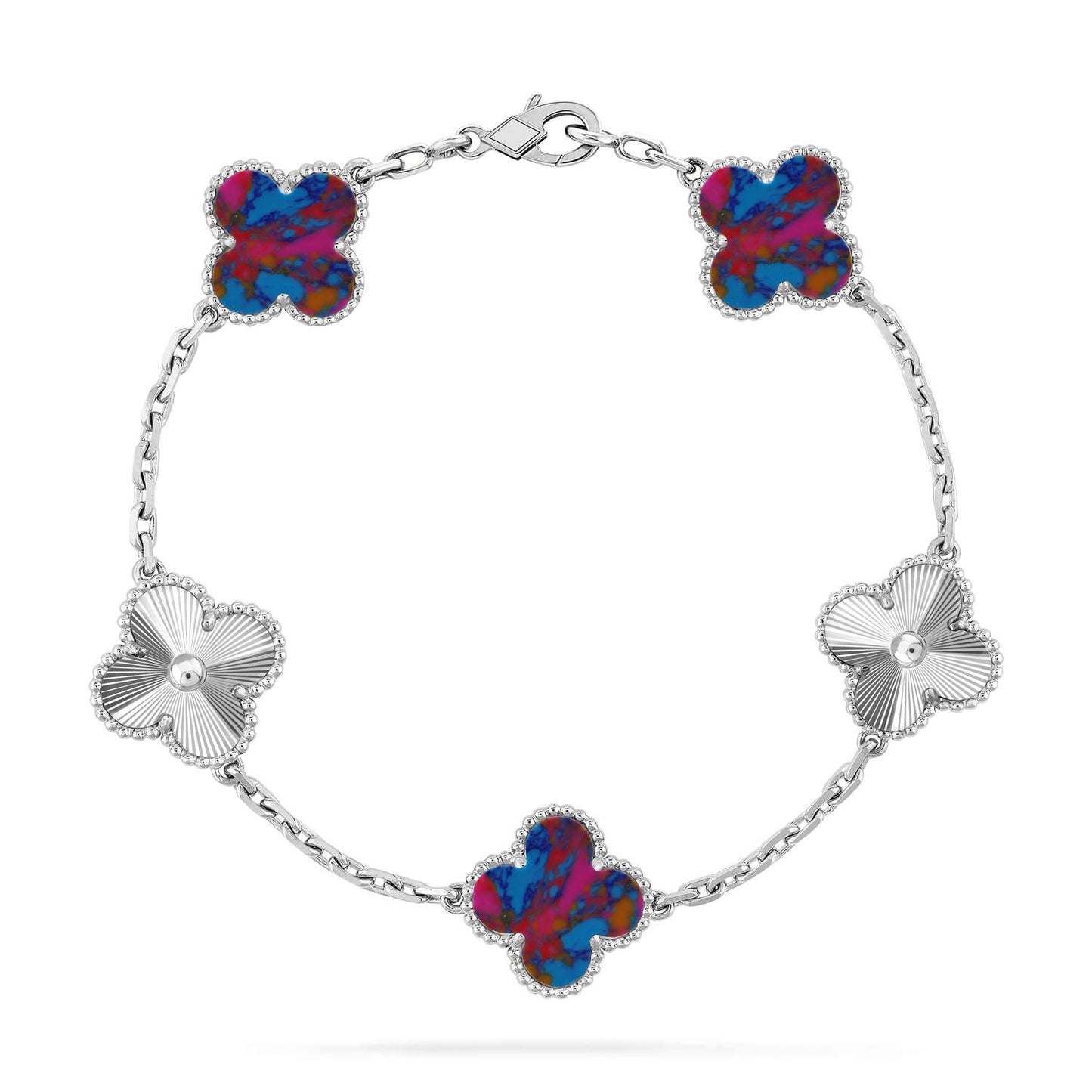 [GALE]CLOVER 5 MOTIF COLOR GEMSTONES BRACELET COLLECTION