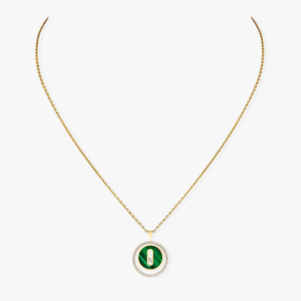 [GALE]LUCKY MOVE 1 DIAMOND MALACHITE GOLD DIAMOND NECKLACE