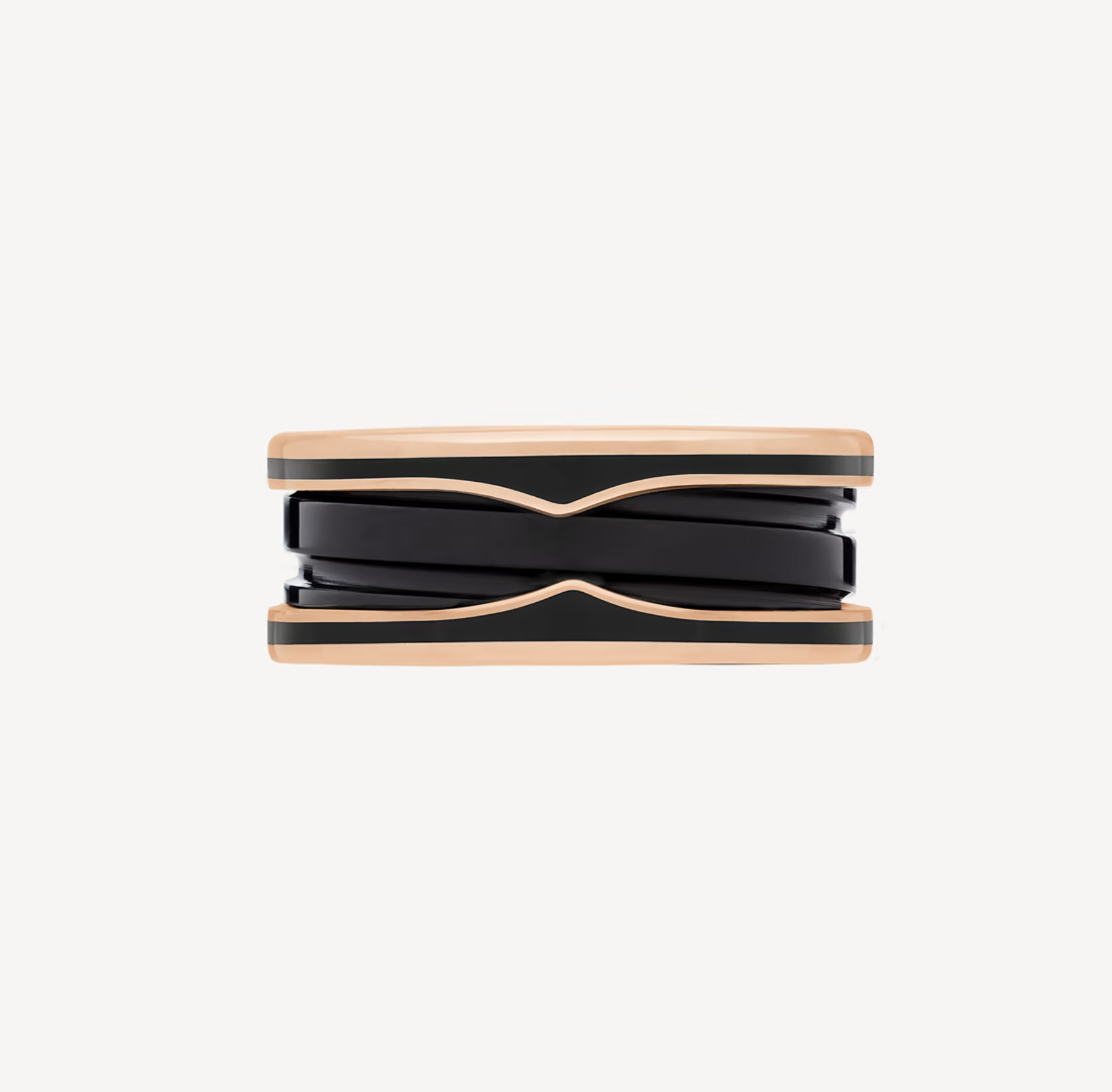 [GALE]ZERO 1 TWO-BAND WITH MATTE BLACK CERAMIC PINK GOLD RING