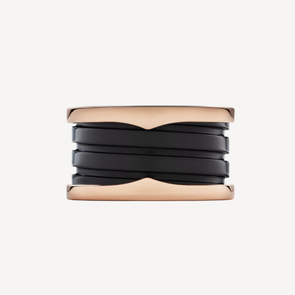 [GALE]ZERO 1 FOUR-BAND LOOPS AND BLACK CERAMIC SPIRAL PINK GOLD RING