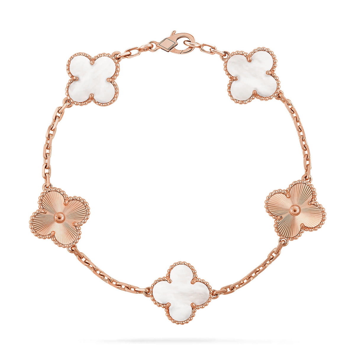 [GALE]CLOVER WHITE PEARL MOP 5 MOTIF BRACELET COLLECTION