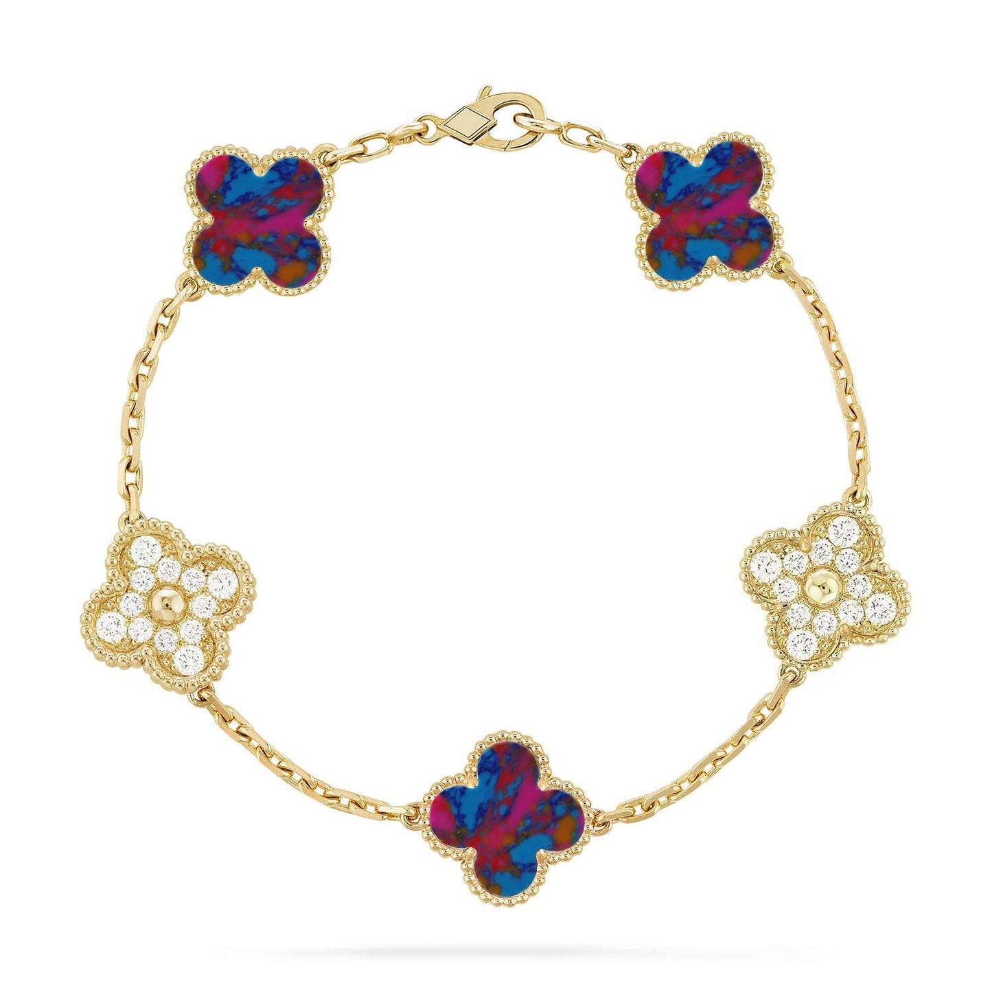 [GALE]CLOVER 5 MOTIF COLOR GEMSTONES BRACELET COLLECTION