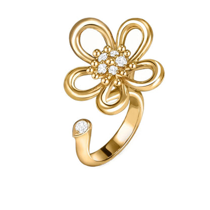 [GALE JURI]  FLOWERLACE OPEN RING 5 DIAMONDS