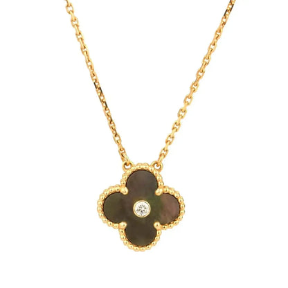 [GALE]CLOVER 15MM DIAMOND AND MOTHER-OF-GREY NECKLACE