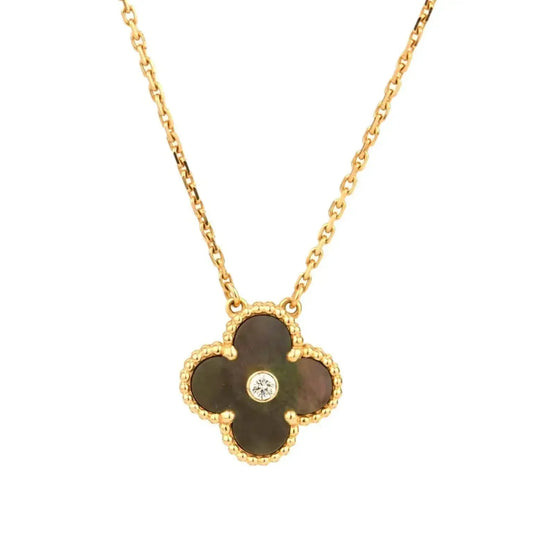 [GALE]CLOVER 15MM DIAMOND AND MOTHER-OF-GREY NECKLACE