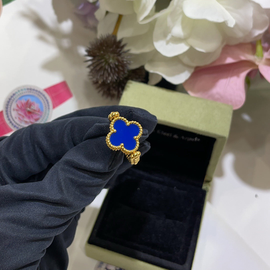 [GALE]CLOVER RIVERSIBLE BLUE AGATE RING