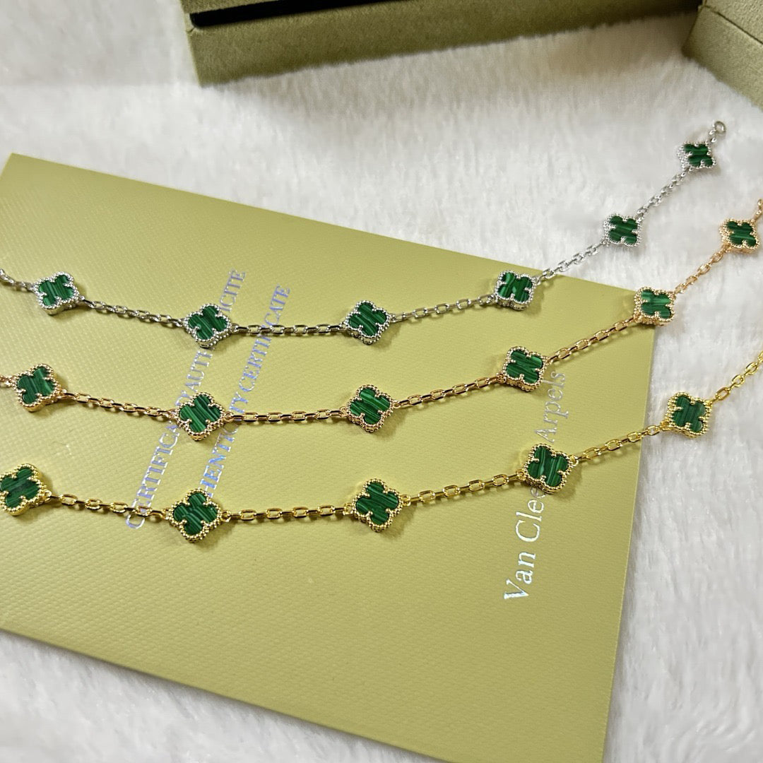 [GALE]CLOVER 6 MOTIF MALACHITE BRACELET