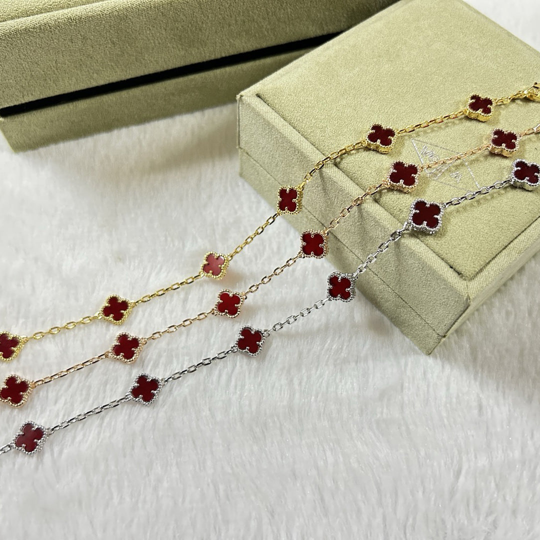 [GALE]CLOVER 6 MOTIF RED AGATE BRACELET