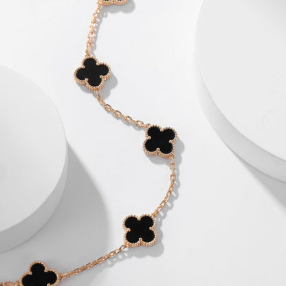 [GALE]CLOVER 10 MOTIFS ONYX NECKLACE