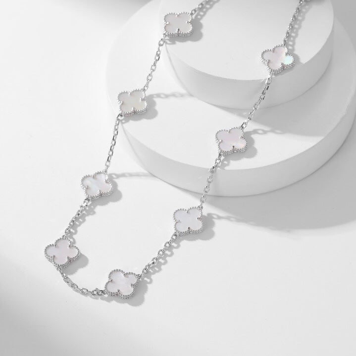 [GALE]CLOVER 10 MOTIFS WHITE MOTHER OF PEARL NECKLACE