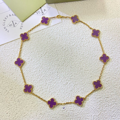 [GALE]CLOVER 10 MOTIFS  PURPLE VIOLET  NECKLACE