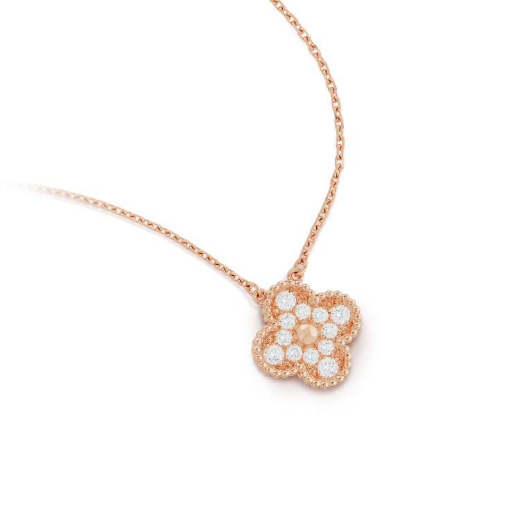 [GALE]CLOVER 15MM DIAMOND SINGLE FLOWER NECKLACE