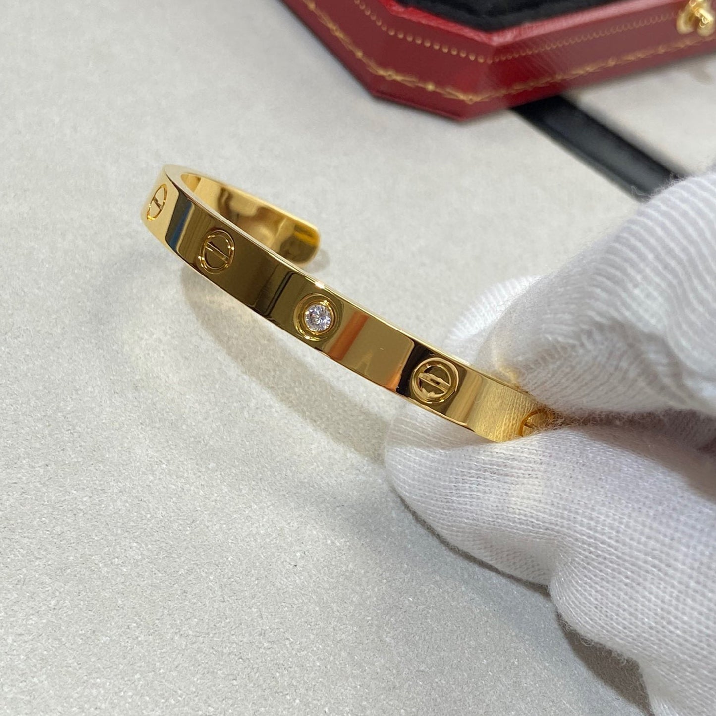 [GALE]LOVE BRACELET 6.1MM 1 DIAMOND OPEN CUFF