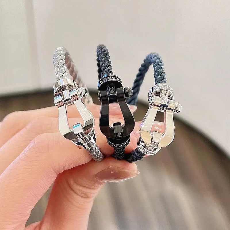 [GALE]FORCE LARGE HORSESHOE FULL DIAMOND BRACELET ROSE GOLD