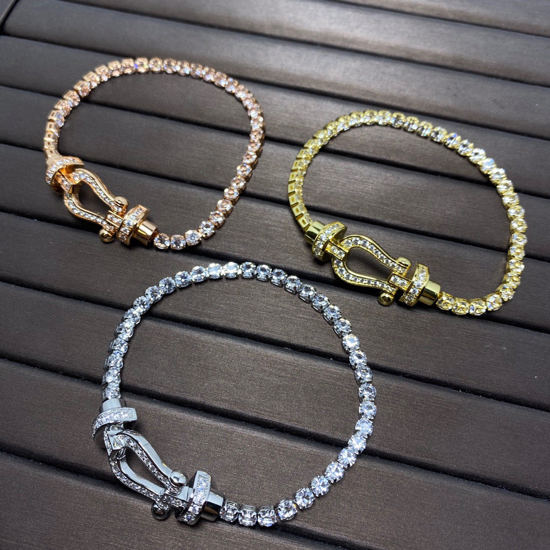 [GALE]FORCE  LARGE HORSESHOE FULL DIAMOND TENNIS BRACELET