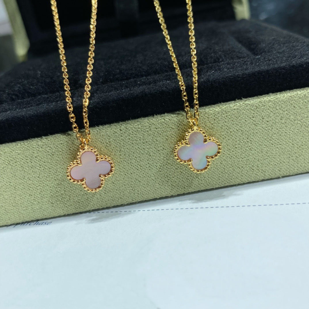 [GALE]CLOVER 15MM PINK MOTHER-OF-PEARL SINGLE FLOWER NECKLACE