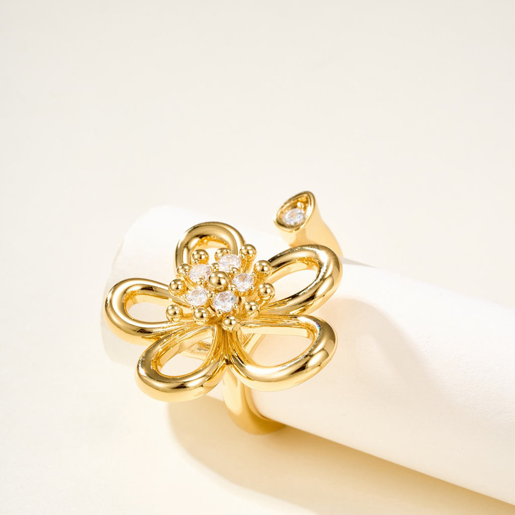 [GALE JURI]  FLOWERLACE OPEN RING 5 DIAMONDS
