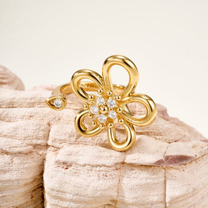 [GALE JURI]  FLOWERLACE OPEN RING 5 DIAMONDS
